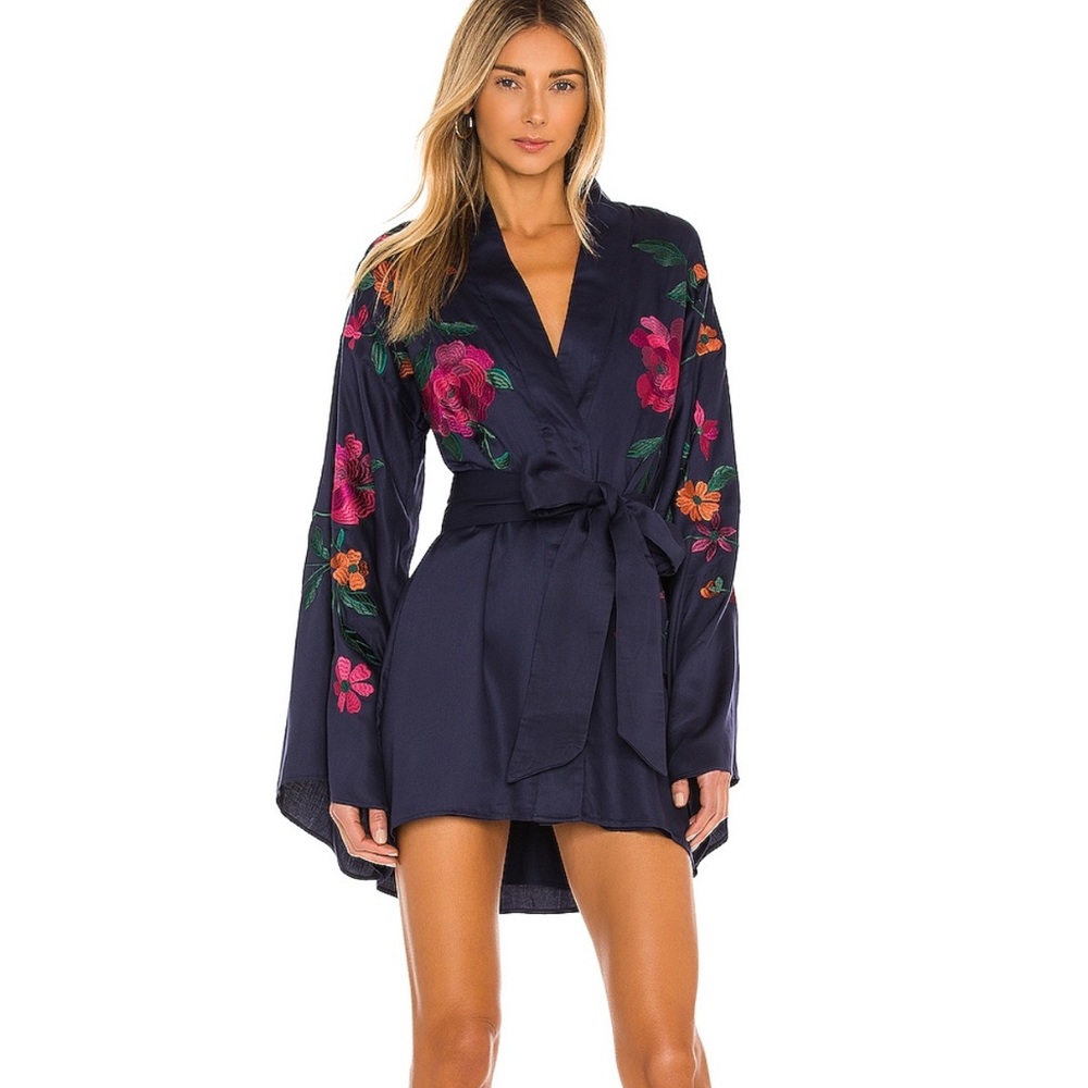 X Revolve Mika Kimono mini dress in navy